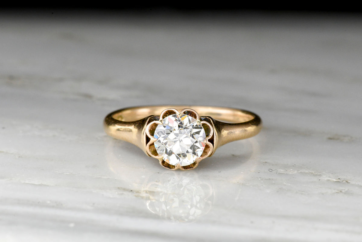 Late Victorian Buttercup Diamond Solitaire Engagement Ring