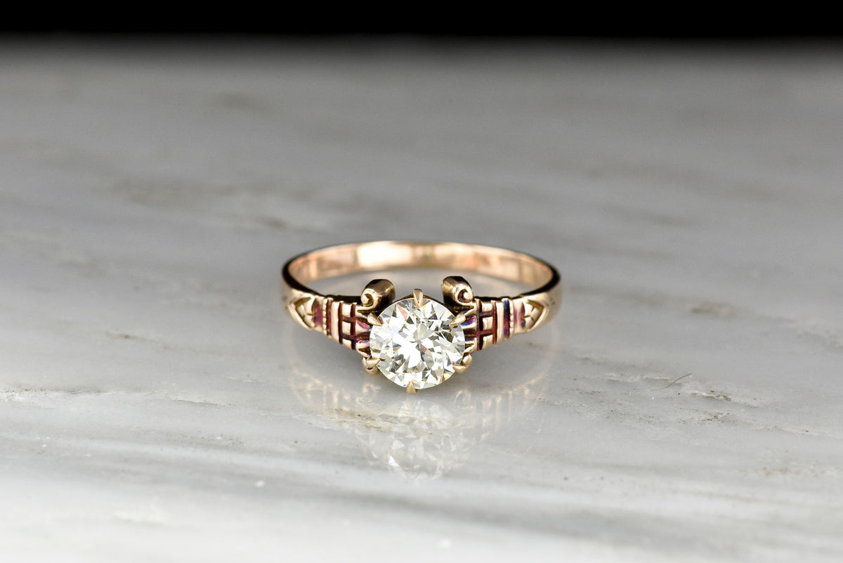 Victorian Six-Prong Engagement Ring with Greek Capital Shoulders