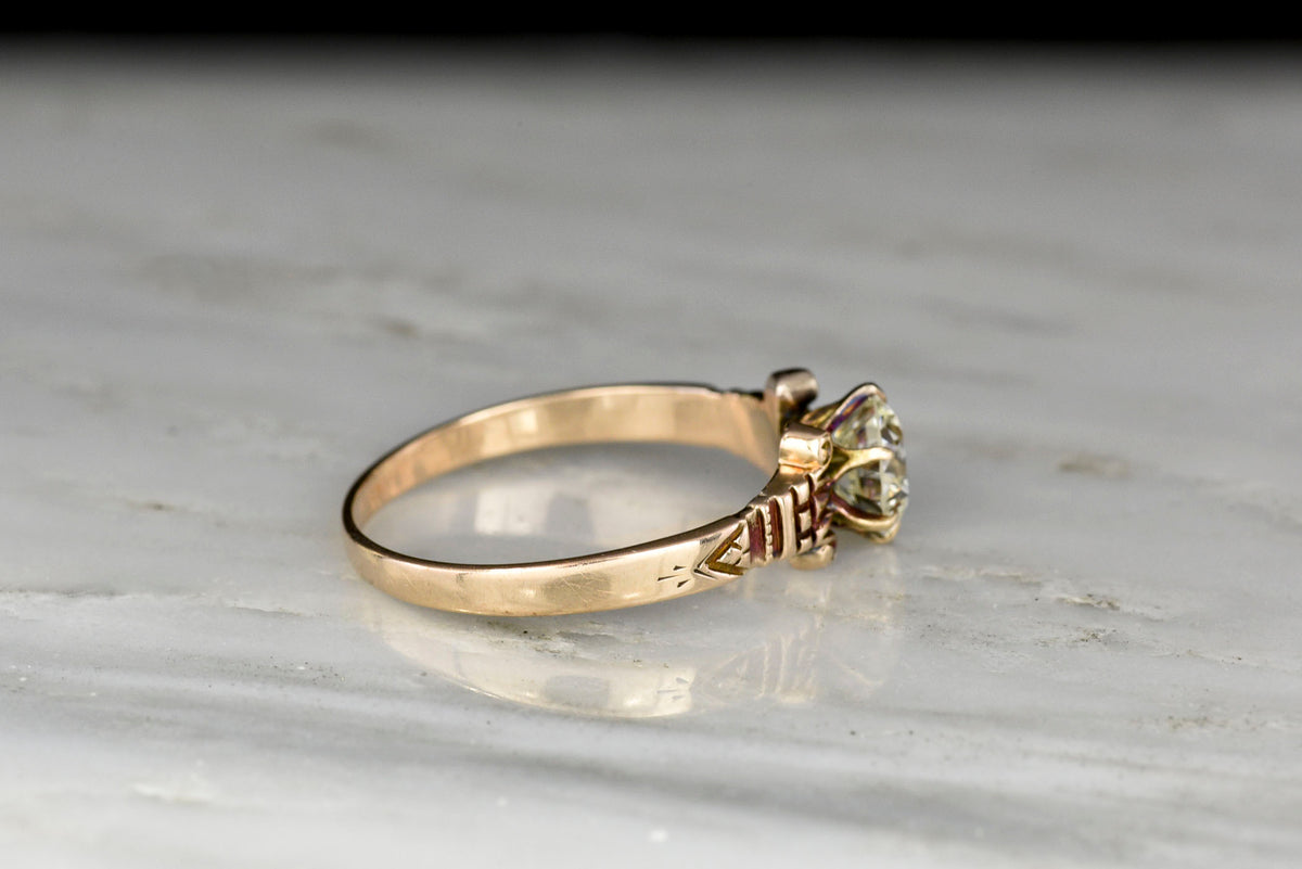 Victorian Six-Prong Engagement Ring with Greek Capital Shoulders