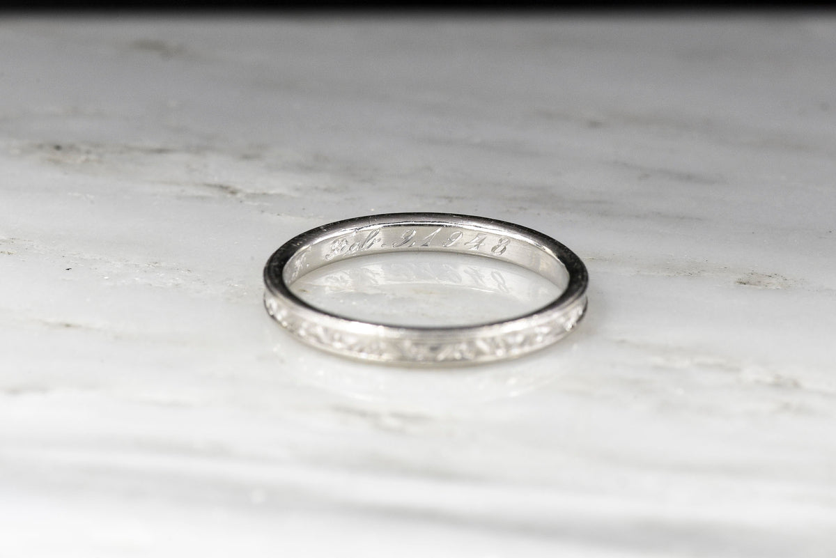 Post-WWII Platinum Wedding Band or Stacking Ring (Dated 1948)