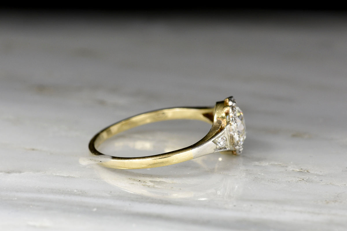 Belle Époque Diamond Ring with a Scalloped Illusion Halo