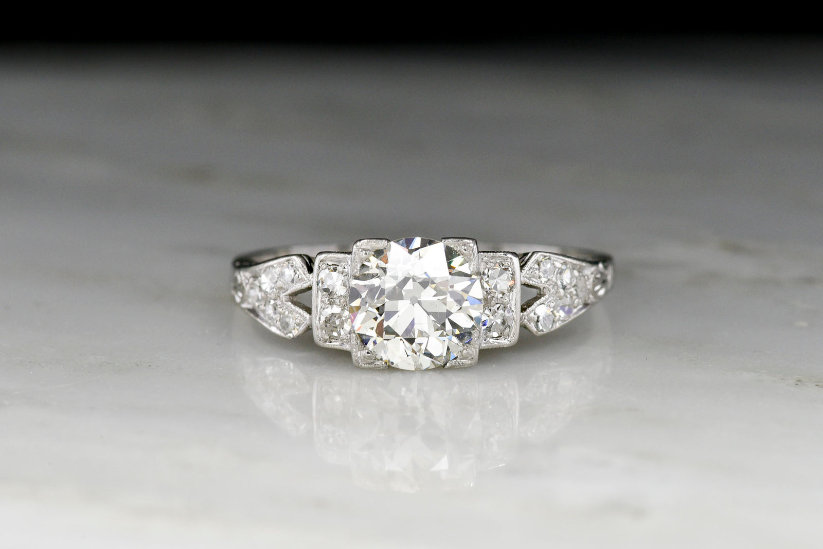 Edwardian Engagement Ring with an American Cut Diamond
