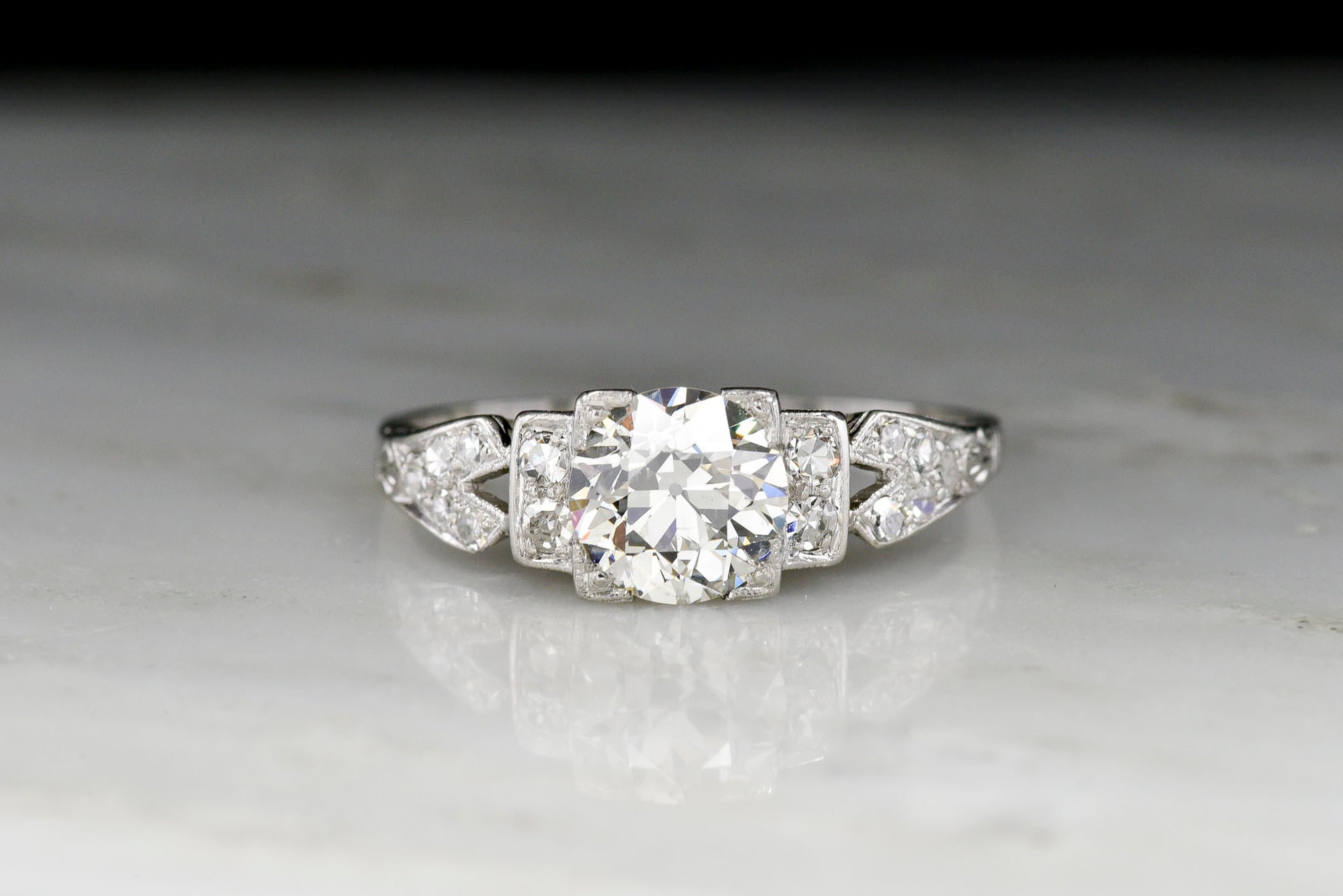Edwardian Engagement Ring with an American Cut Diamond