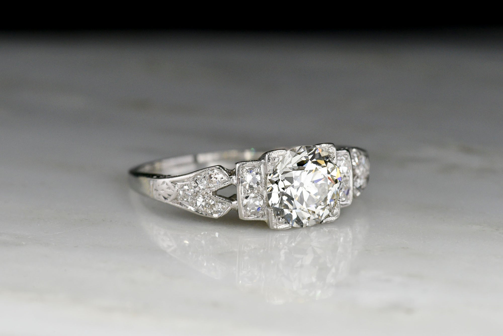 Edwardian Engagement Ring with an American Cut Diamond