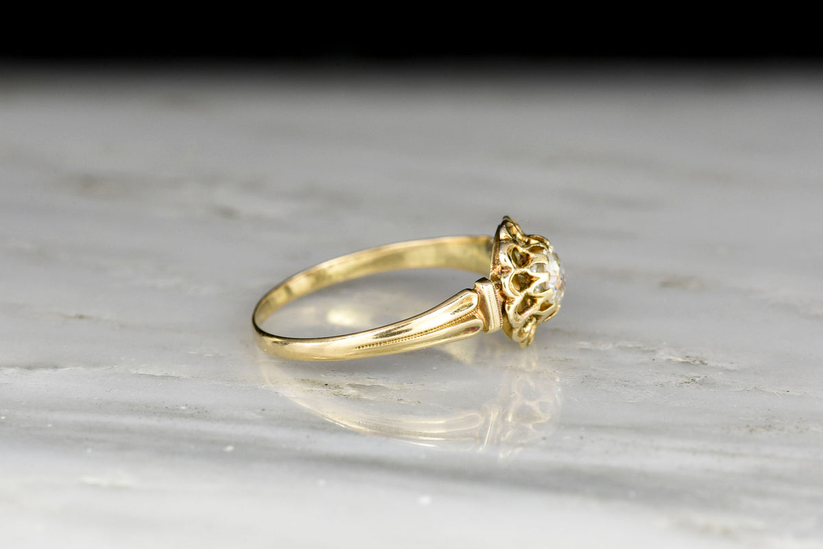 Victorian Solitaire Engagement Ring with a Unique Multi-Prong Buttercup Basket