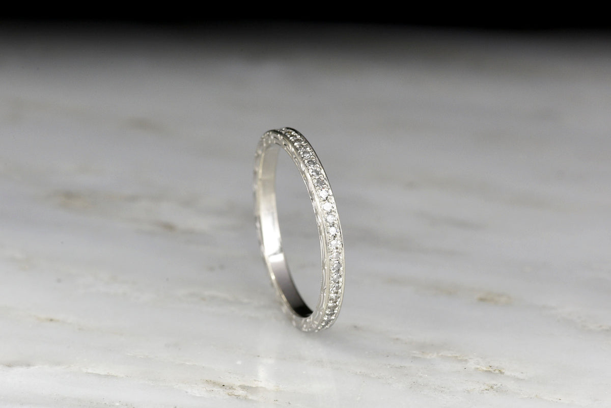 c. 1920s Single Cut Diamond Eternity Band with Ornate Engraving