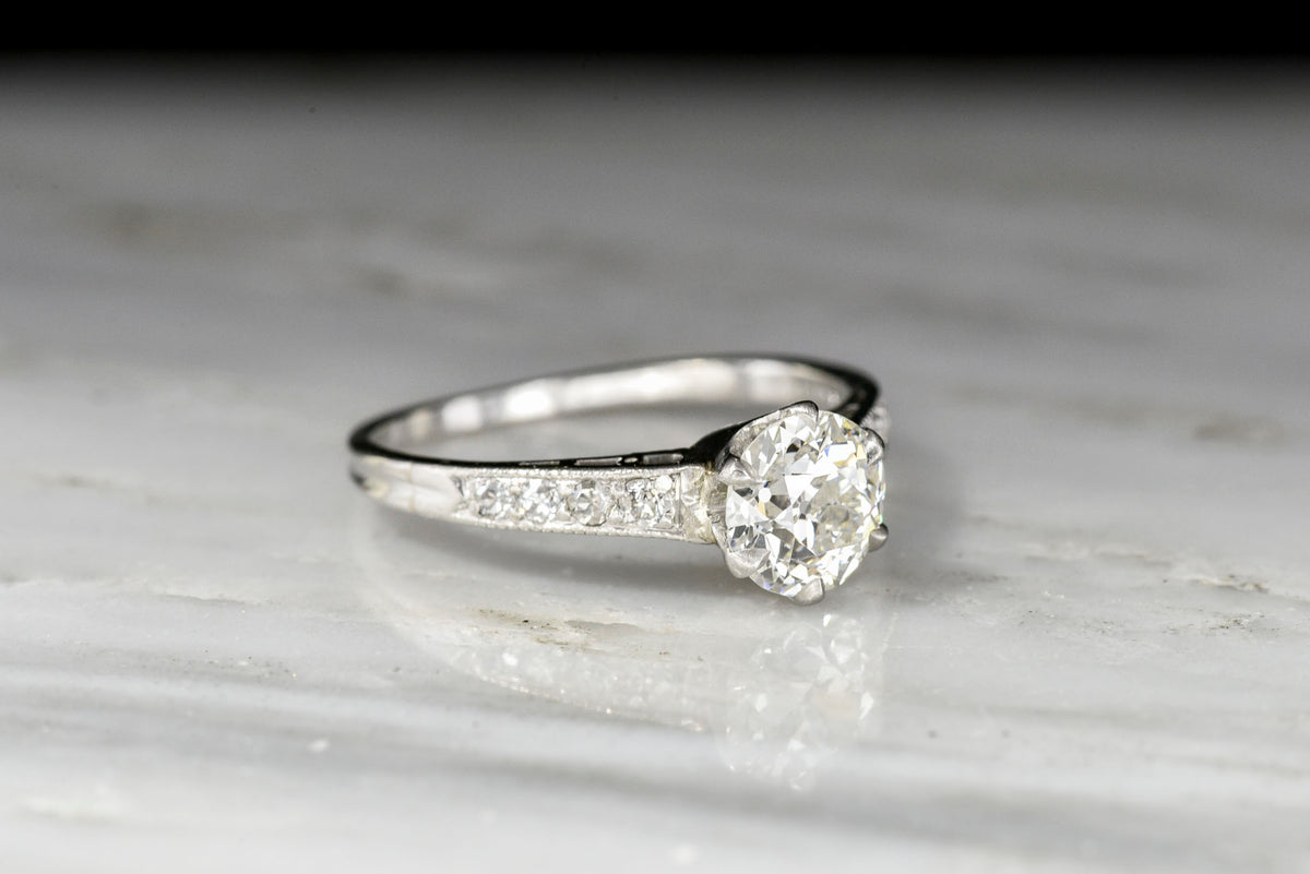 Vintage Art Deco Era &quot;Tiffany &amp; Co.&quot; Platinum Engagement Ring