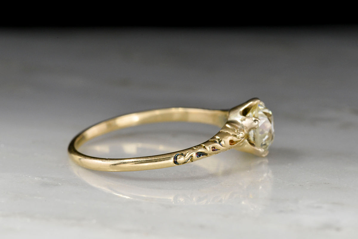 Post-Victorian / WWI Era Engagement Ring with a 1.19 Carat GIA Old European Cut Diamond