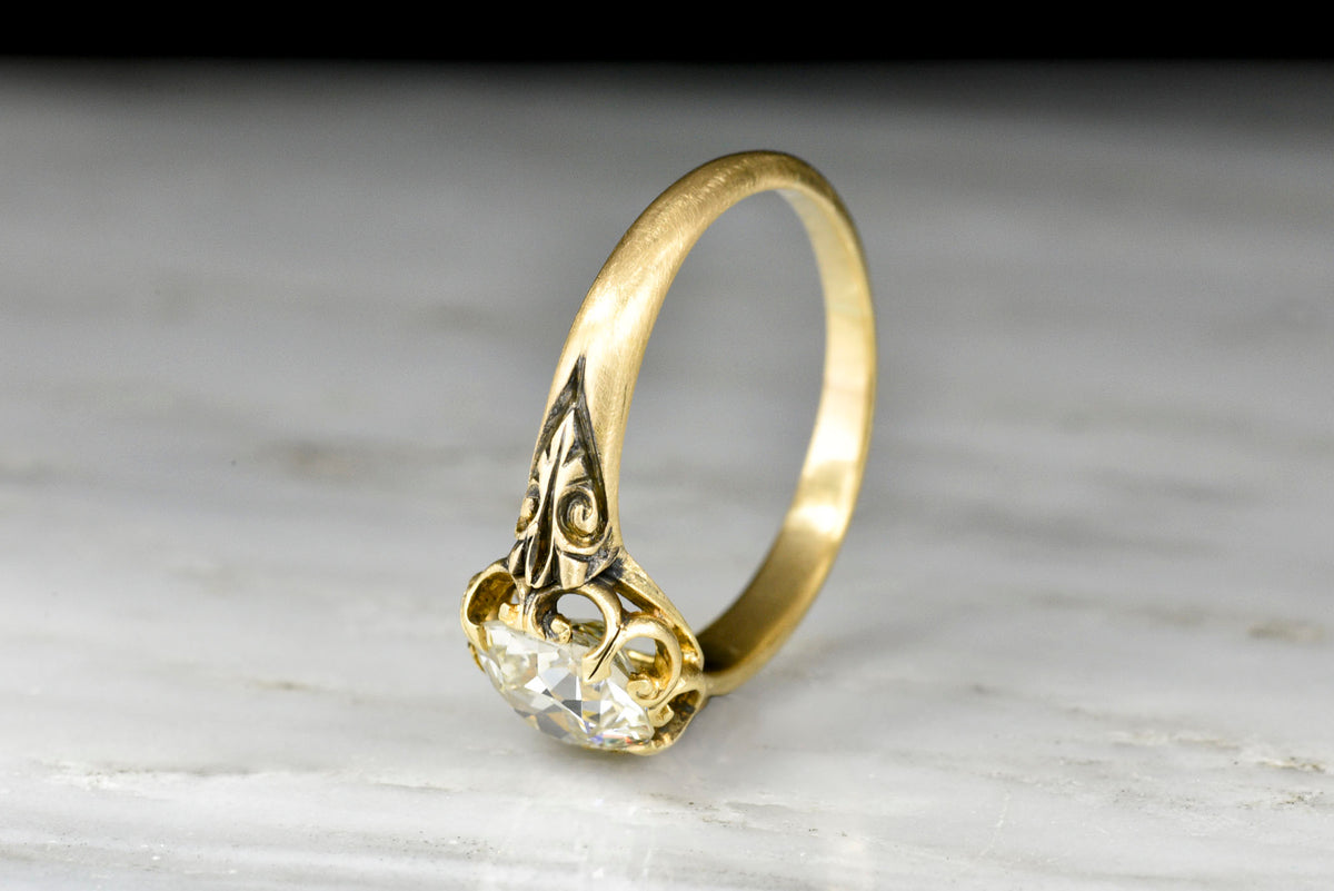 Victorian Buttercup Engagement Ring with a GIA 1.86 Carat Old European Cut Diamond
