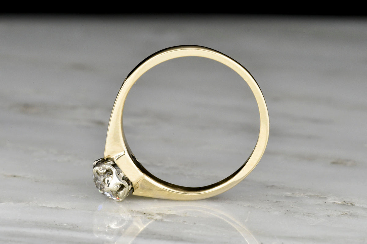Classic WWII-Era Victorian Revival Two Toned Solitaire Engagement Ring