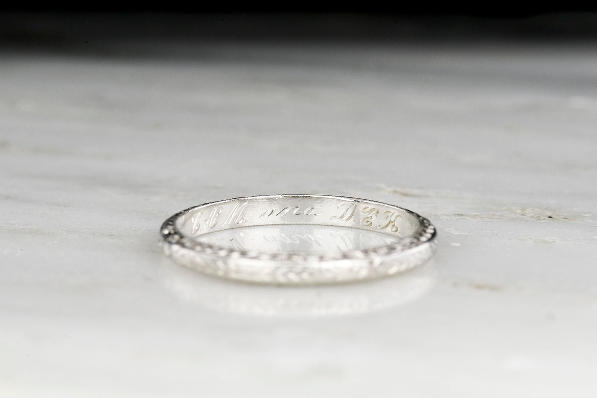 Dated &quot;1933&quot; Art Deco-Era Wedding Band with Edwardian Design Influence