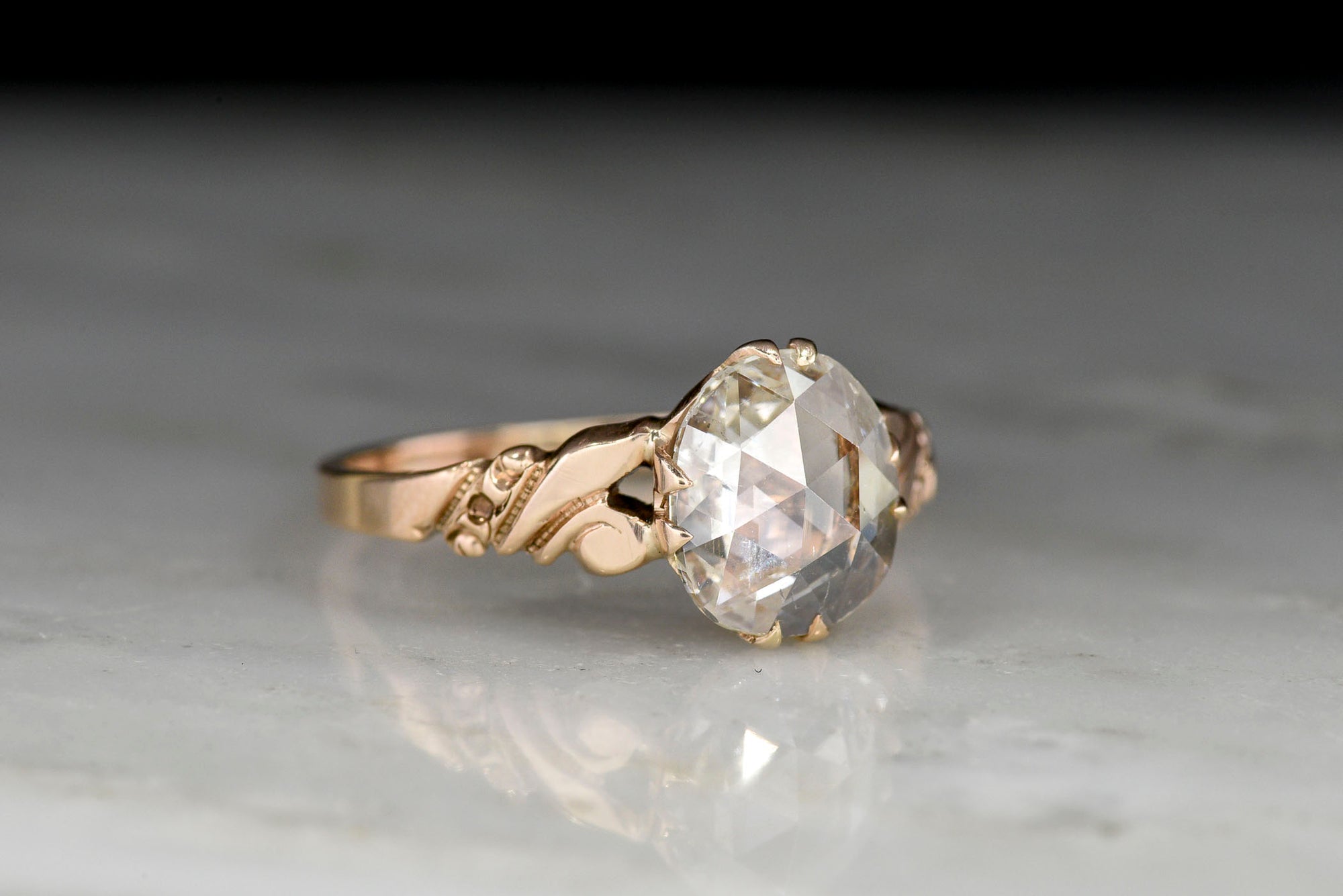 Victorian Cushion Rose Cut Diamond Ring