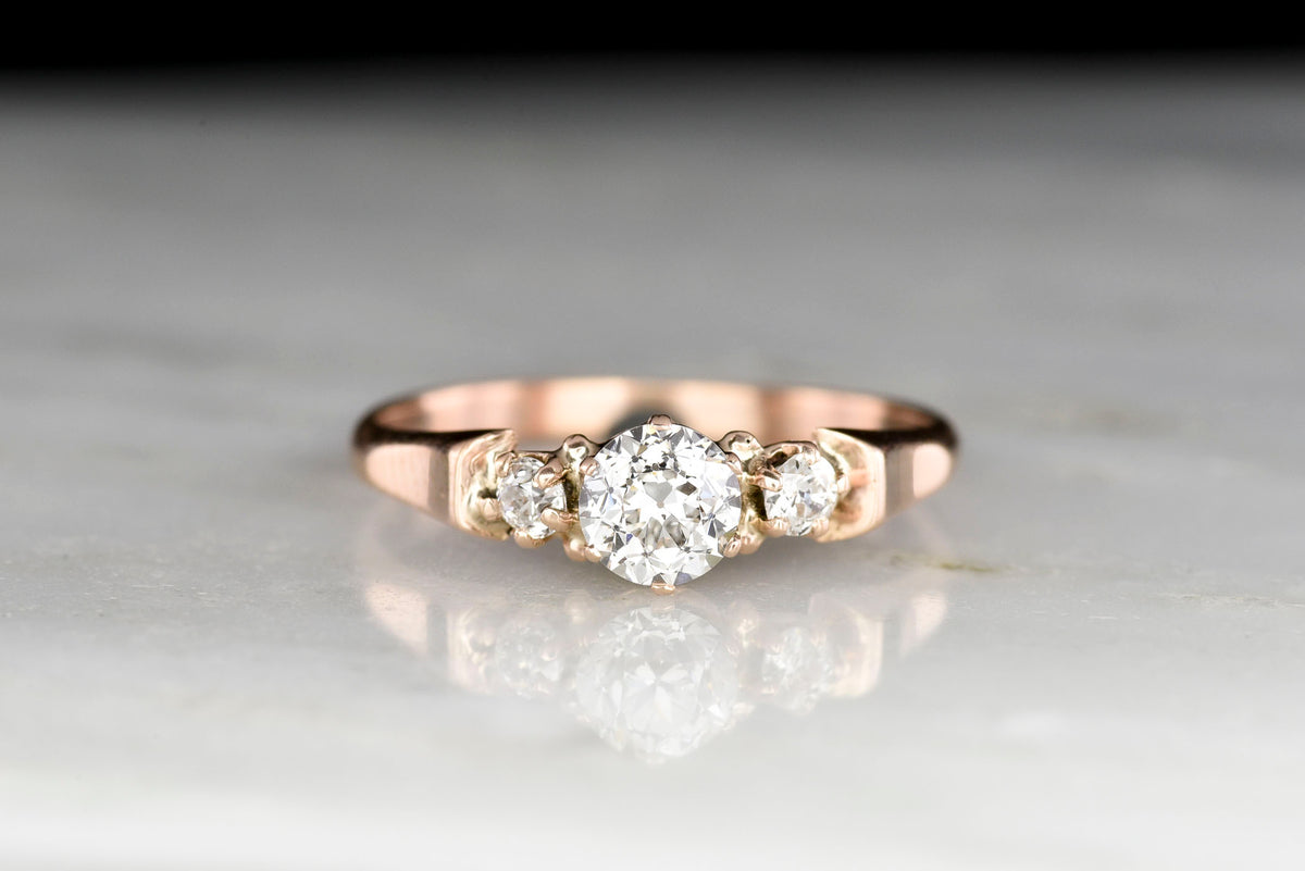 Late Victorian Petite Rose Gold and Diamond Ring