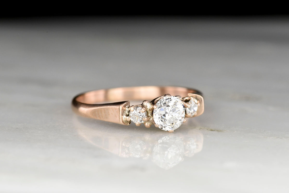 Late Victorian Petite Rose Gold and Diamond Ring
