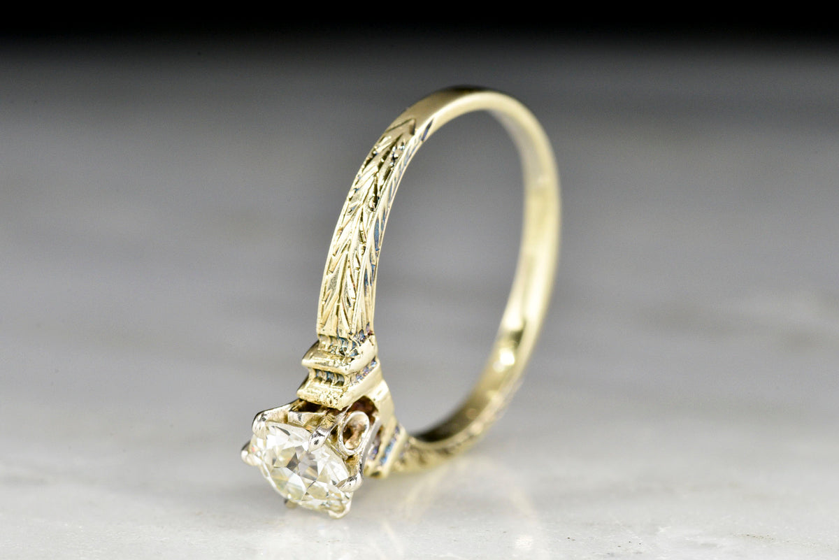 c. Early 1900s Six-Prong Solitaire Engagement Ring with an Old European Cut Diamond