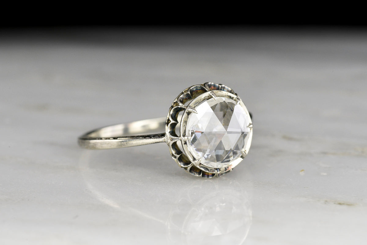 Early Edwardian White Gold Ring with a GIA Round Rose Cut Diamond
