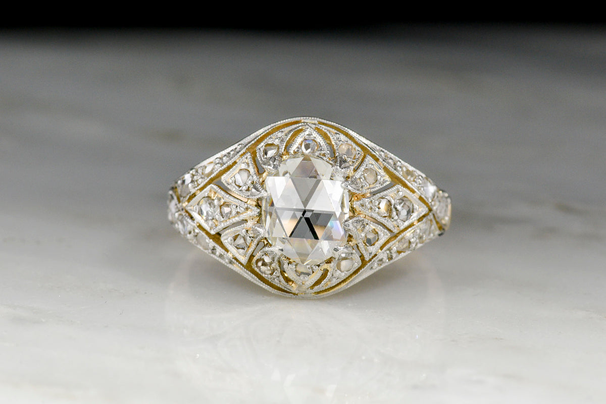 Antique Victorian / Belle Epoque oval rose cut diamond ring