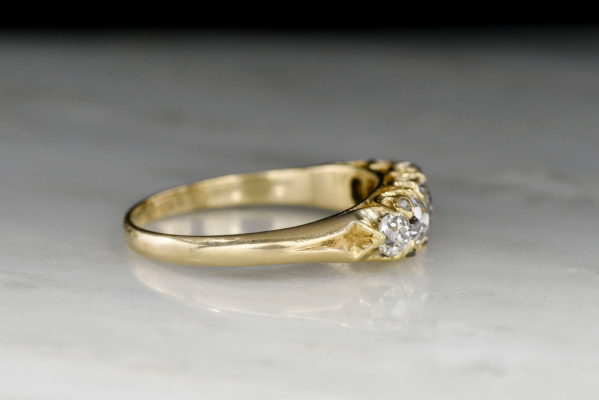 Mid-Late 1800s Victorian Half-Hoop Five-Stone Diamond Ring