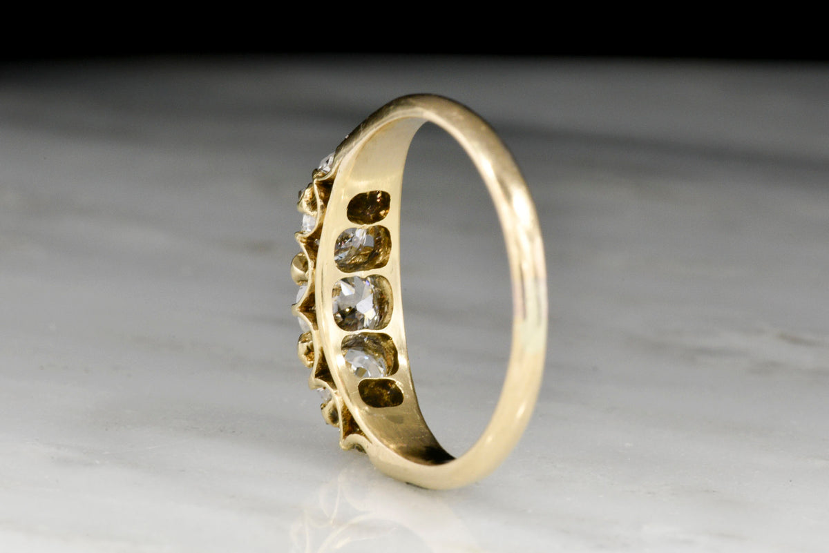 Mid-Late 1800s Victorian Half-Hoop Five-Stone Diamond Ring