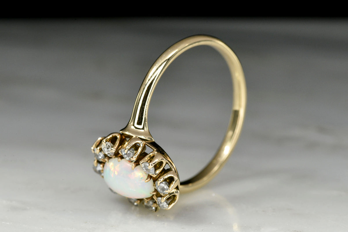 Victorian Opal and Antique Single Cut Diamond Cluster Ring