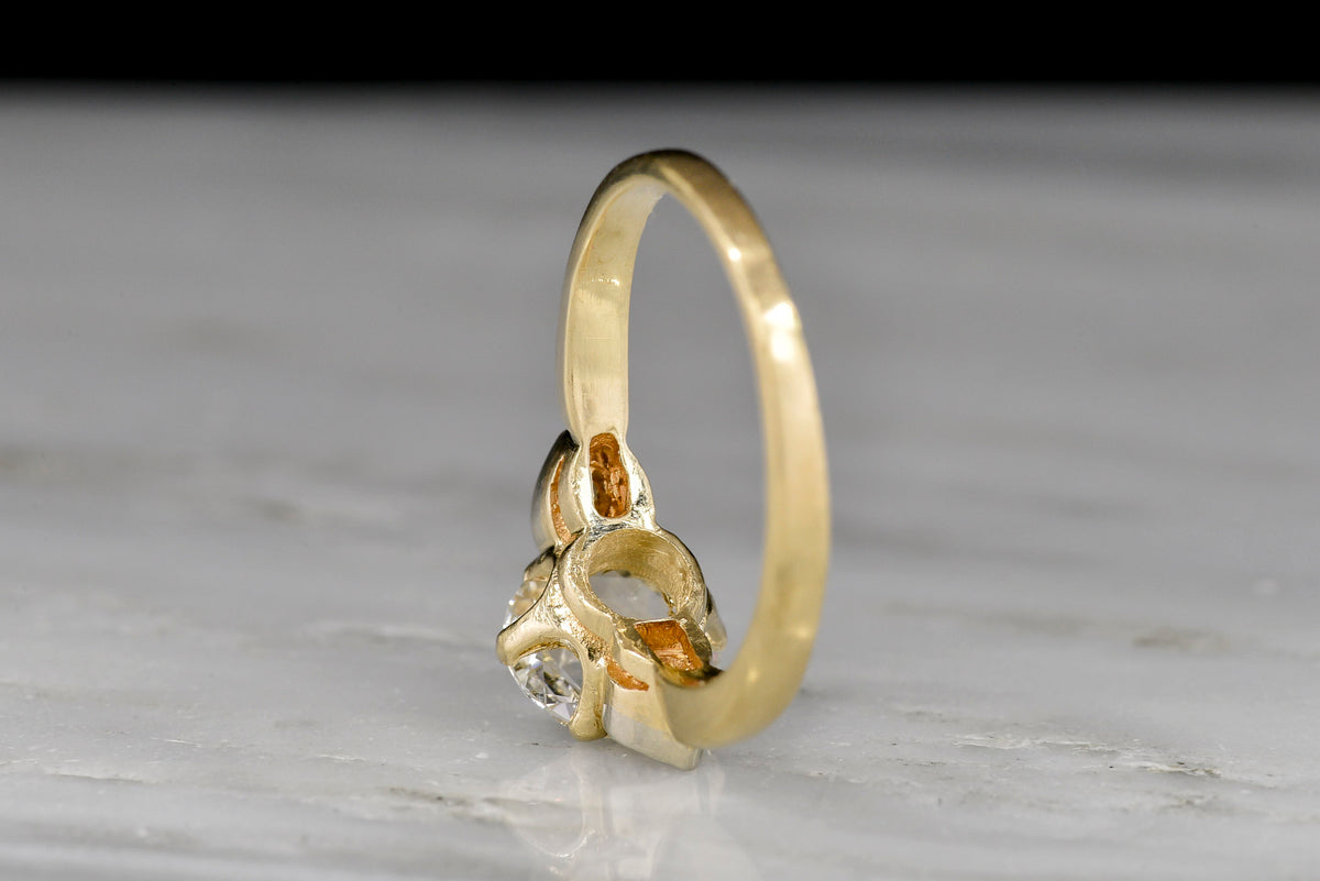 Vintage Midcentury / Late-Victorian Revival Rose Cut Diamond Ring with Subtle Spade / Heart Shoulders