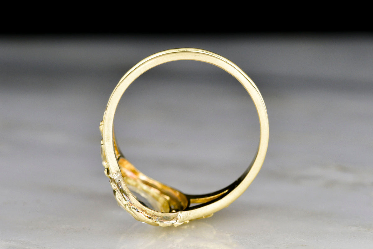 Belle Époque Laurel Ring with an Oval Rose Cut Diamond Center