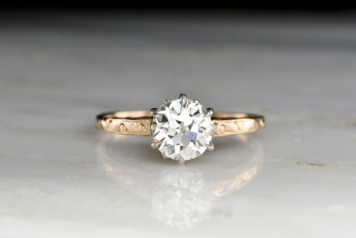 c. 1900s-1920s Two-Tone Solitaire with a GIA 1.25 Carat Old European Cut Diamond Center