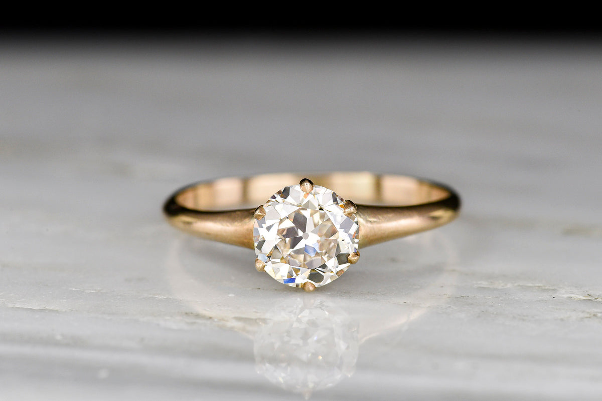 Classic Victorian Six-Prong Solitaire Engagement Ring with a 1.15 Carat Old European Cut Diamond