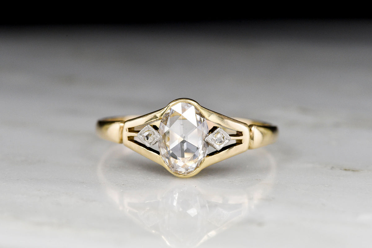 Vintage Post Belle Époque / Pre Mid-Century Ring with an Oval Rose Cut Diamond
