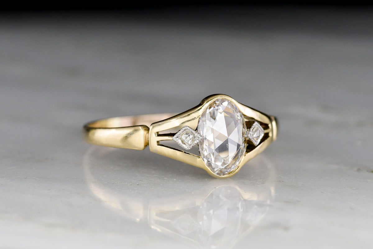 Vintage Post Belle Époque / Pre Mid-Century Ring with an Oval Rose Cut Diamond