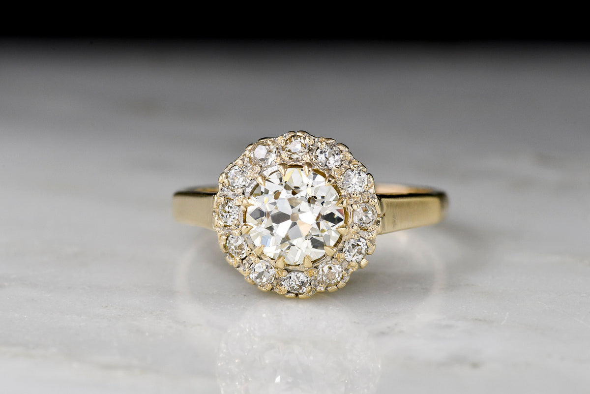 c. Late 1800s Victorian Old European and Antique Cut Diamond Cluster Ring