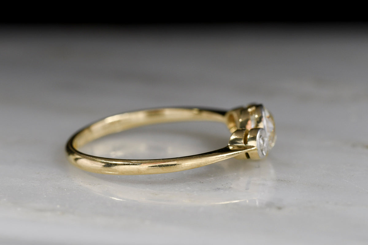 Early 1900s Two-Tone Gold and Platinum Three-Stone Engagement Ring