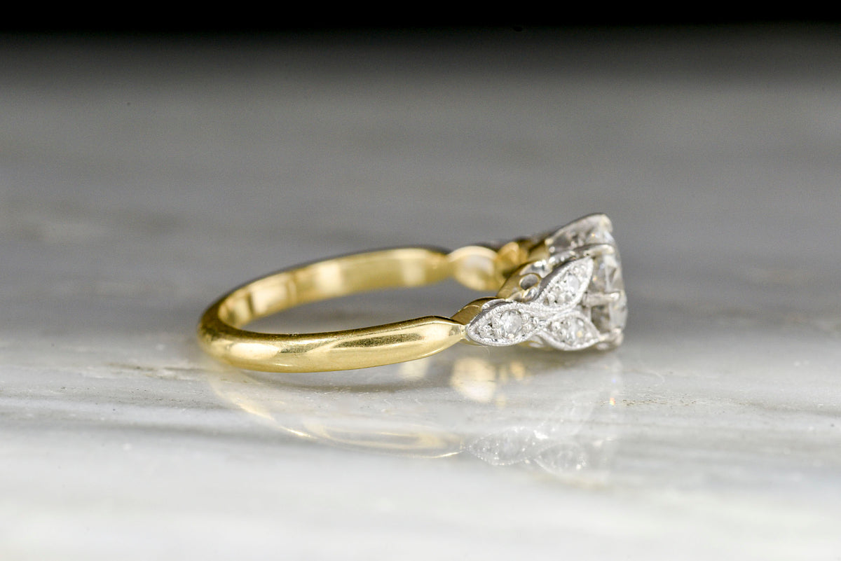 Edwardian / Belle Époque Transitional Cut Diamond Ring with Cathedral Shoulders