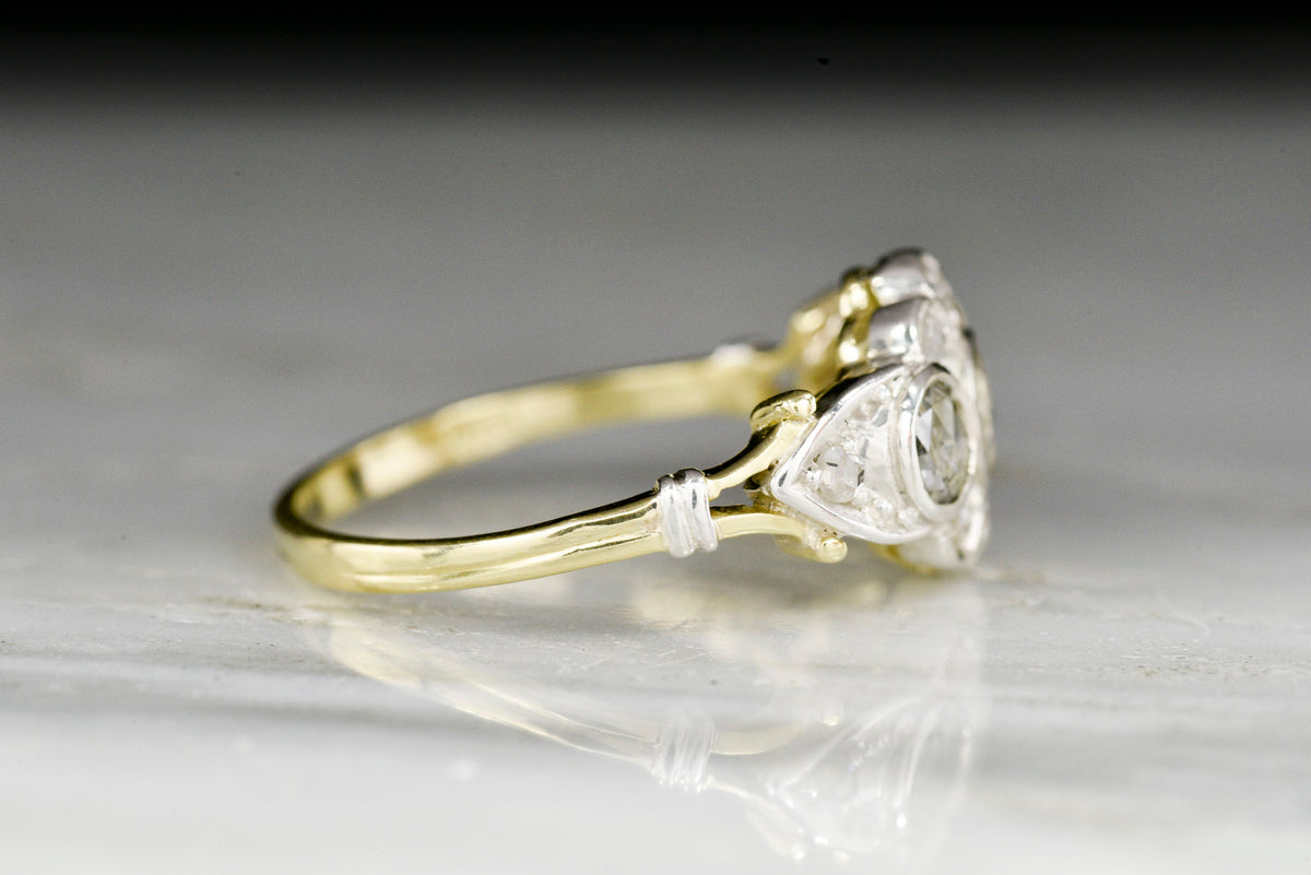 Antique Belle Époque Rose Cut Diamond Three-Stone Cluster Ring
