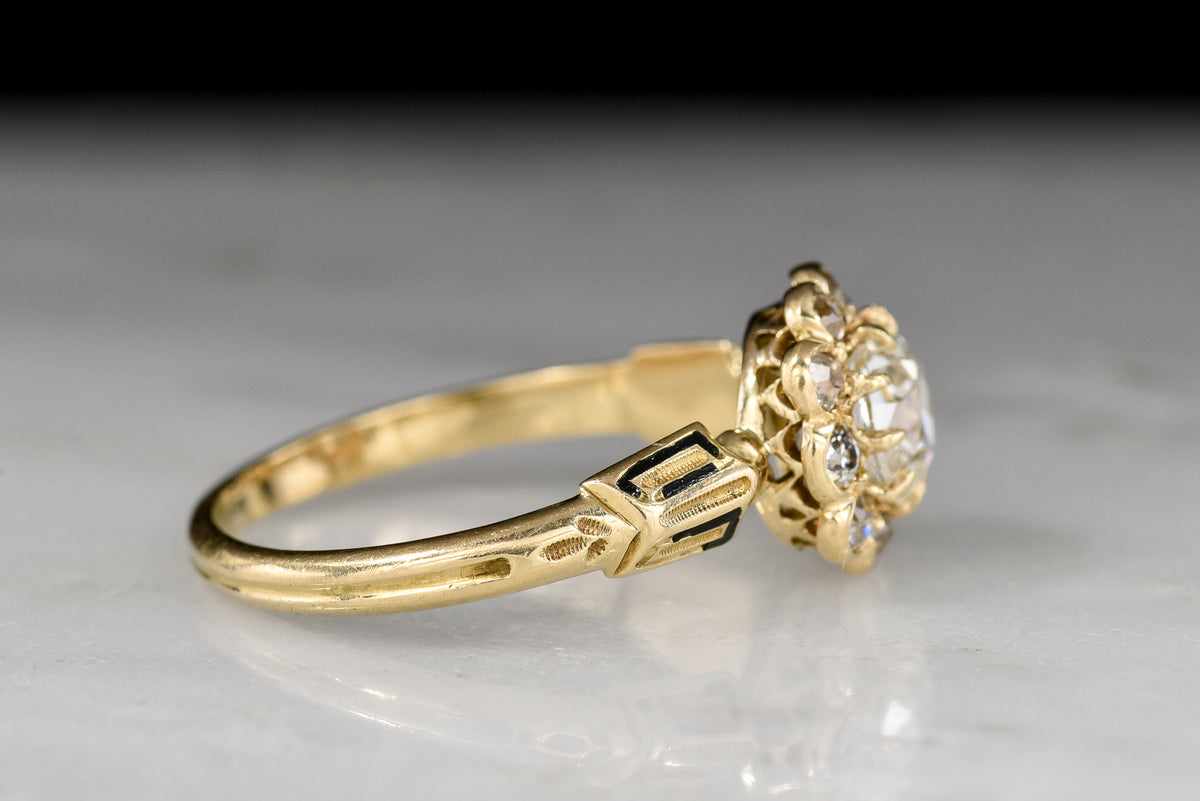 French Victorian-Era 18K Gold and Diamond Cluster Ring