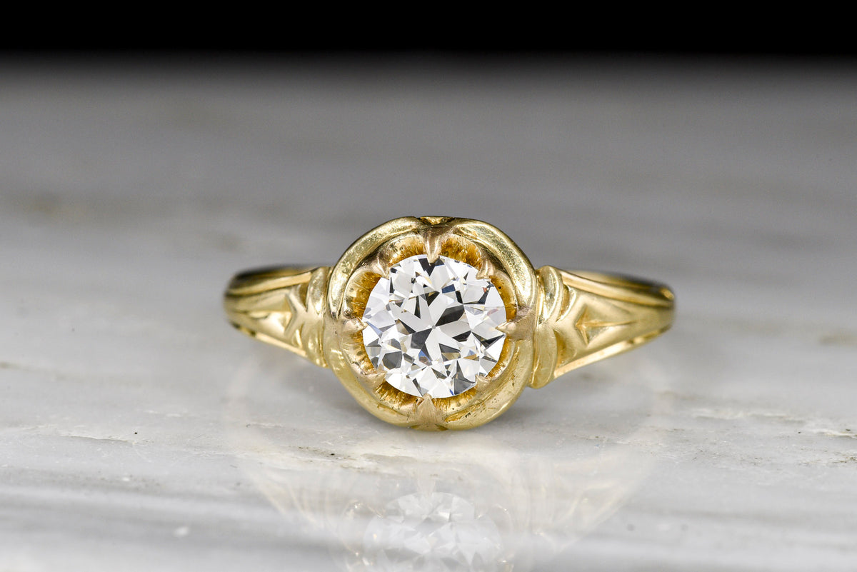 Late/Post-Victorian Solitaire Engagement Ring with Vienna Secession Detailings