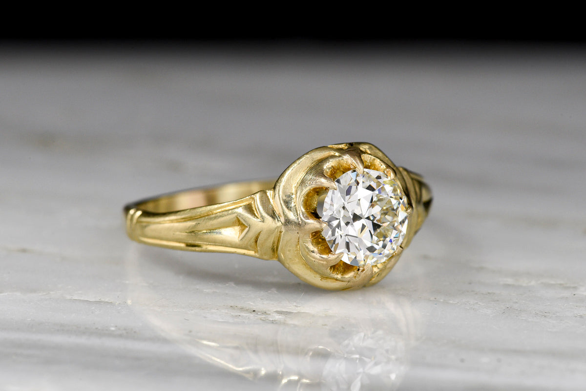 Late/Post-Victorian Solitaire Engagement Ring with Vienna Secession Detailings