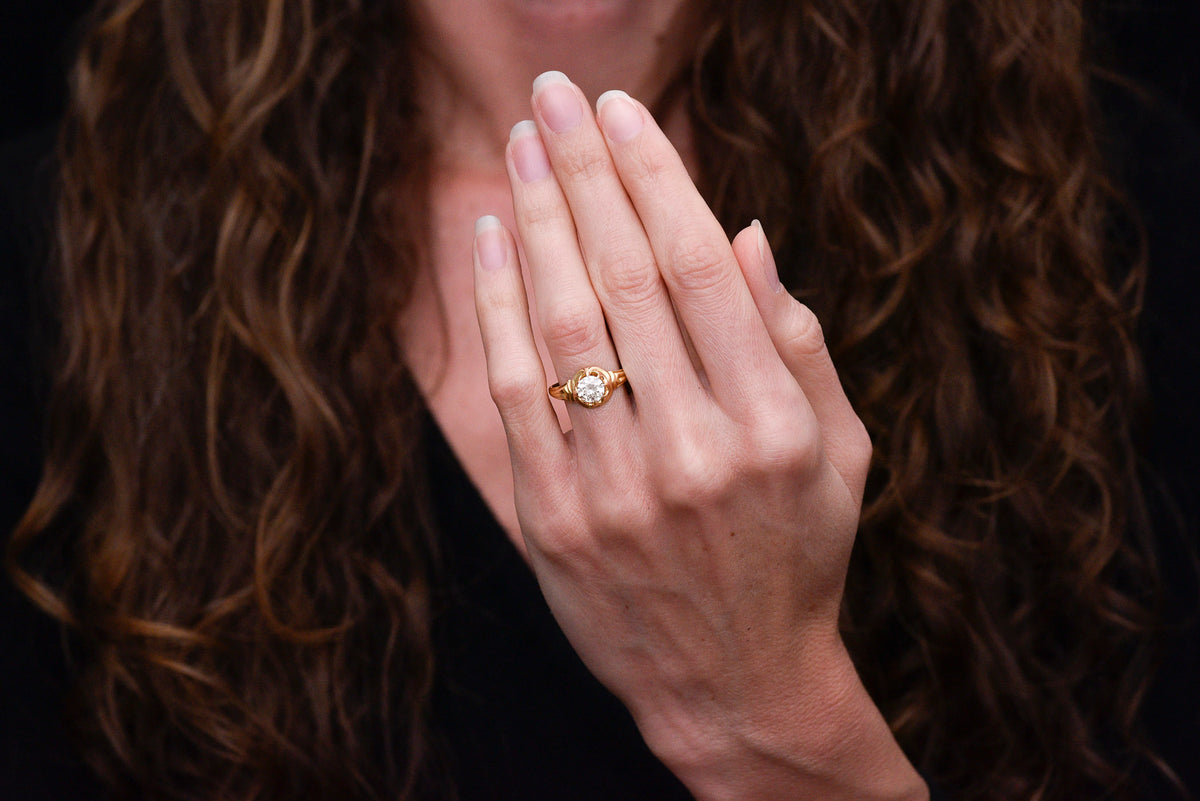 Late/Post-Victorian Solitaire Engagement Ring with Vienna Secession Detailings