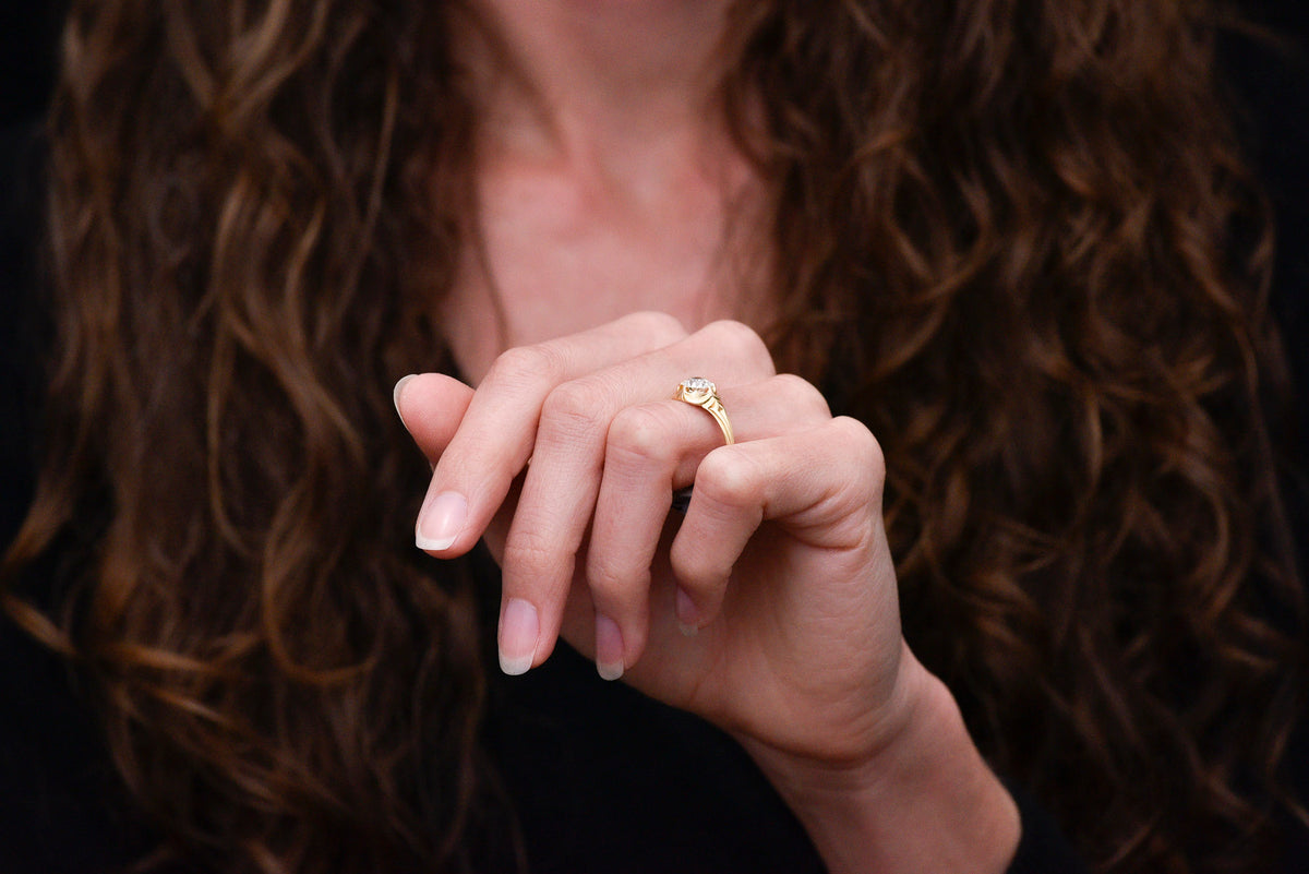 Late/Post-Victorian Solitaire Engagement Ring with Vienna Secession Detailings