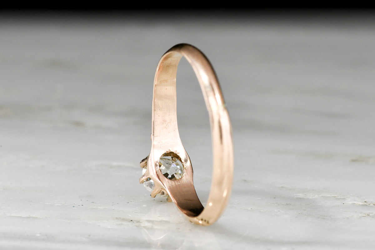 Post-Victorian Rose Gold Solitaire with a GIA Old European Cut Center