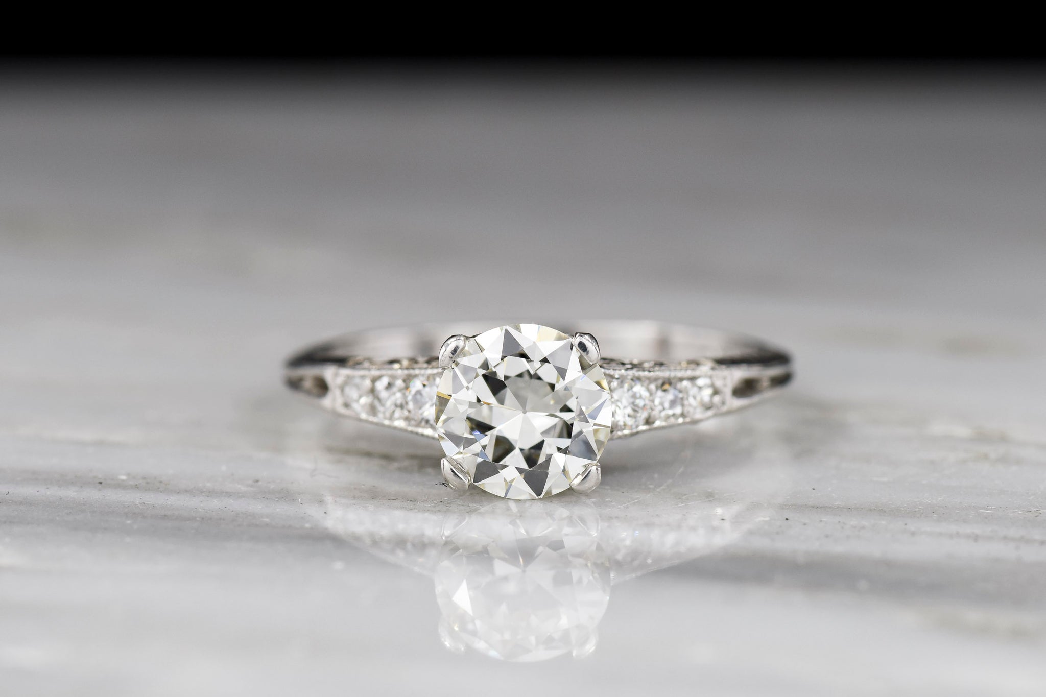 Engagement Rings Inverted Antique Engagement Ring: Ornate Edwardian Diamond Ring, c. 1910-1920 ...