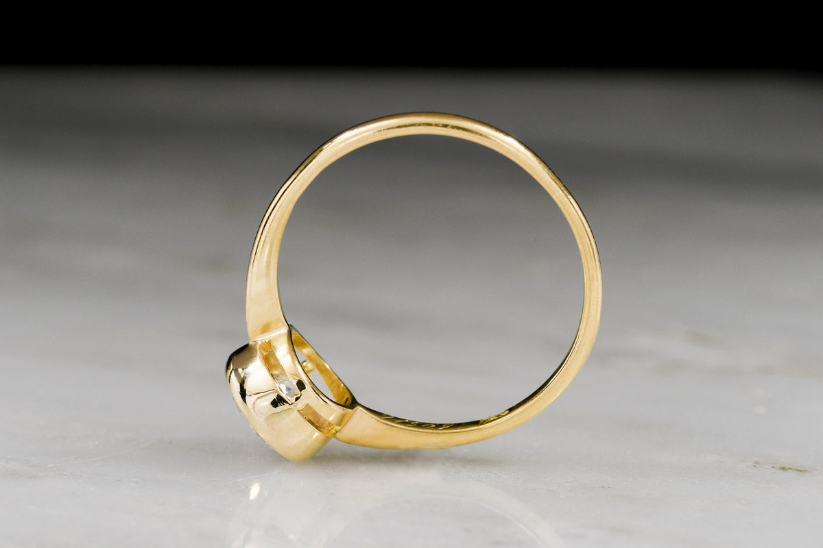 Victorian &quot;Alabaster &amp; Wilson&quot; 18K Gold Bezel-Set Solitaire Diamond Engagement Ring