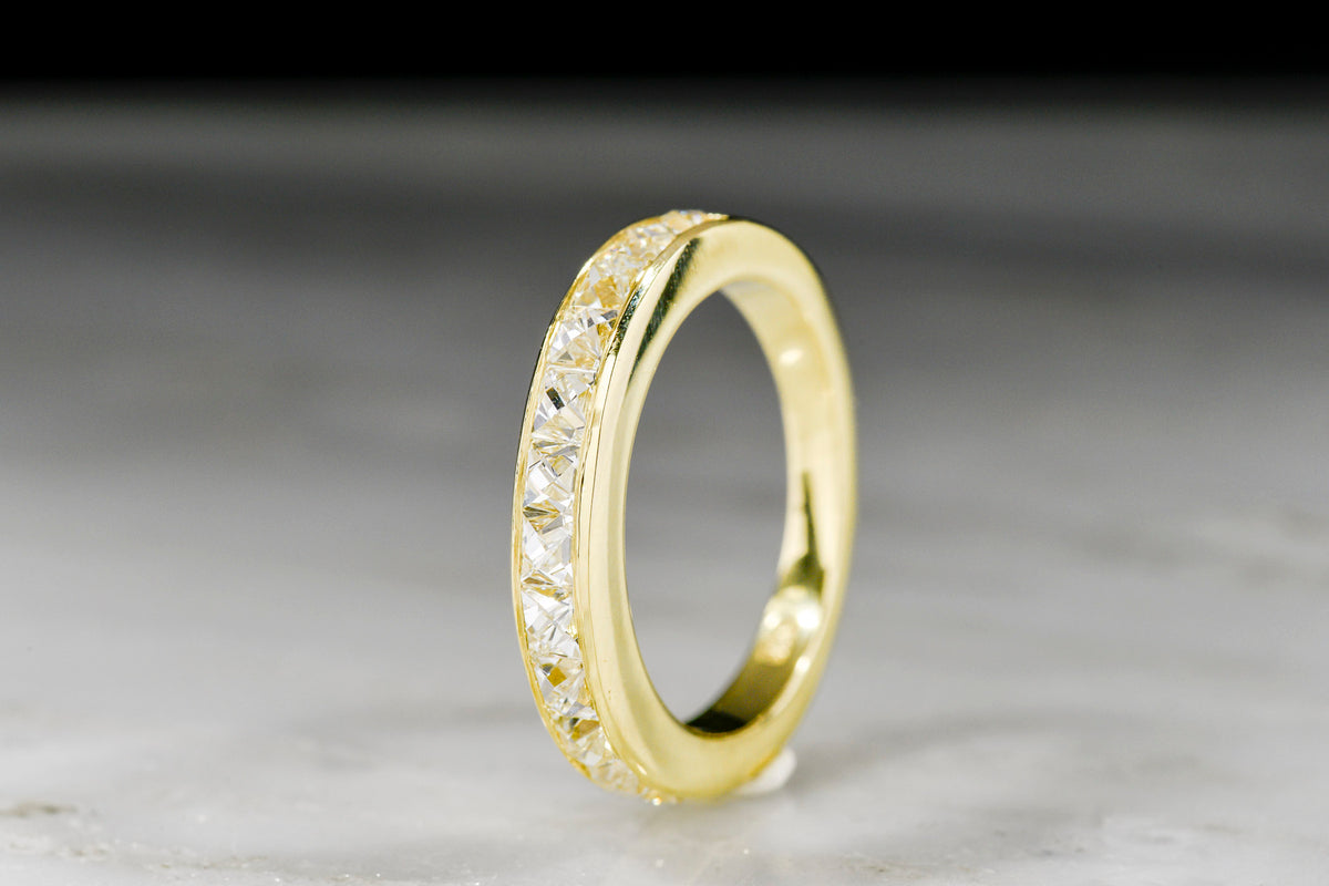18K Gold and French Cut Diamond Wedding Band with a Late Art Deco / Early Midcentury Design