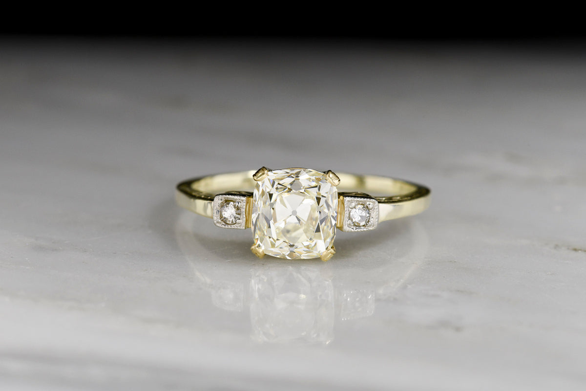 Antique German c. 1920s Engagement Ring with a GIA 2.02 Old Mine Cut Diamond Center