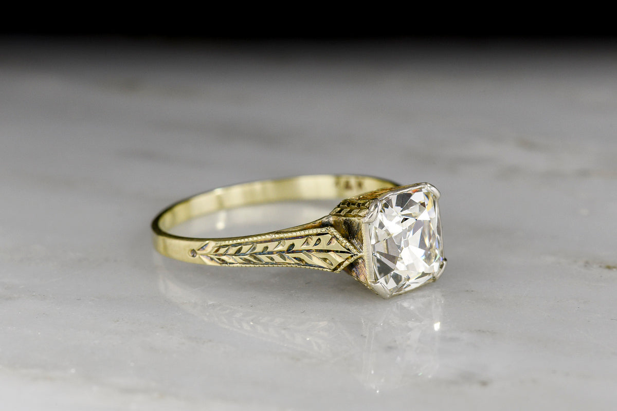 Early 1900s Engagement Ring with a GIA 1.50 Carat Old Mine Cut Diamond Center