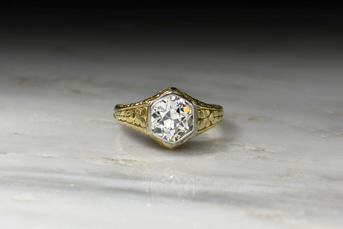 1.46 Carat GIA Certified Old European Cut Diamond in a Late Victorian Mount