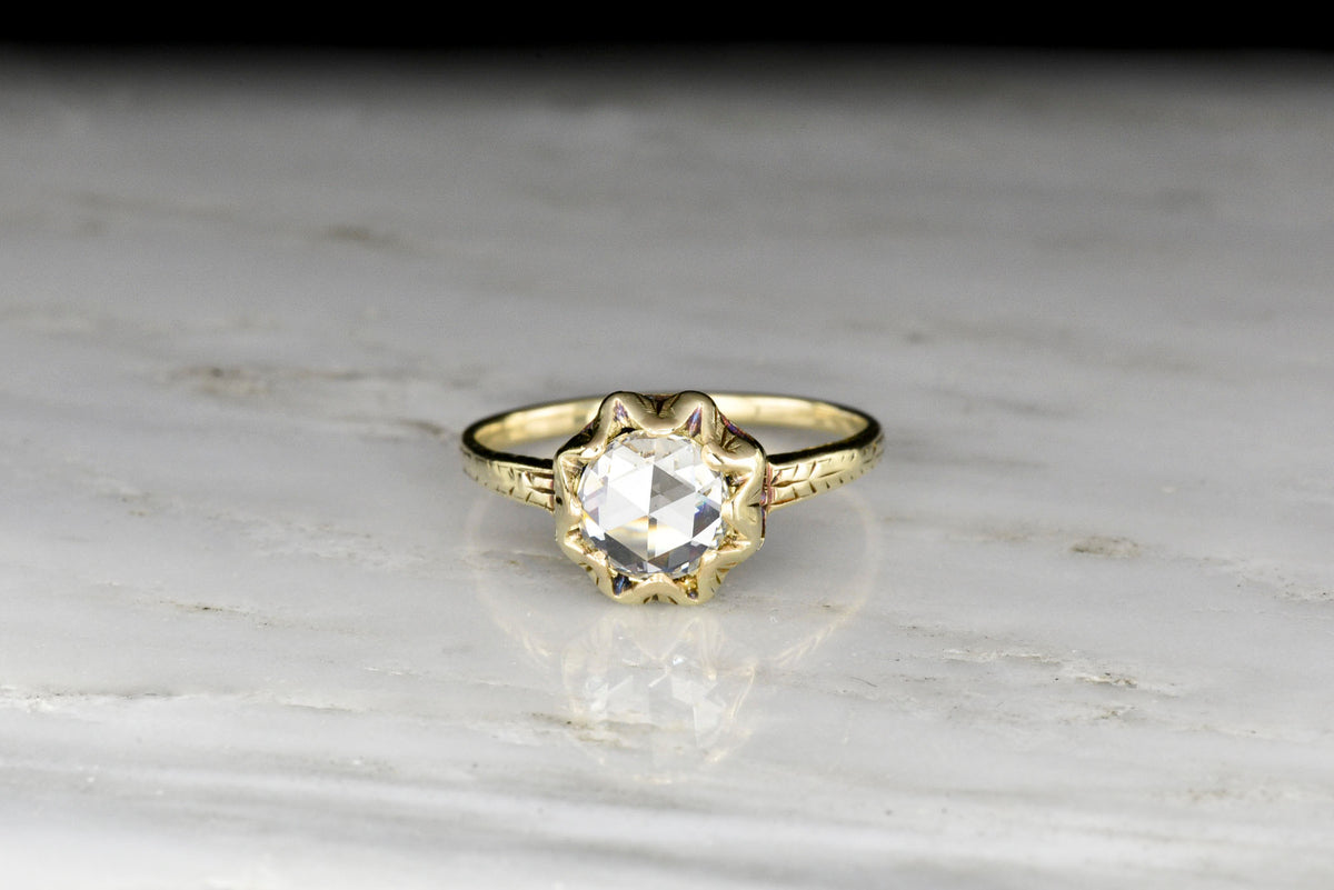 Late Victorian Engagement Ring with a GIA 1.05 Carat Rose Cut Diamond