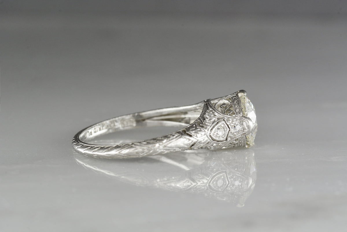 1.20 Carat Old European Cut Diamond in Antique c. 1910 High Edwardian Engagement Ring