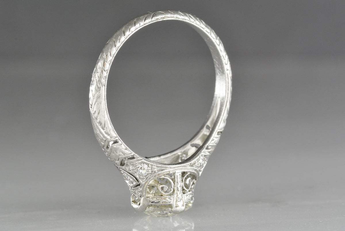 1.20 Carat Old European Cut Diamond in Antique c. 1910 High Edwardian Engagement Ring