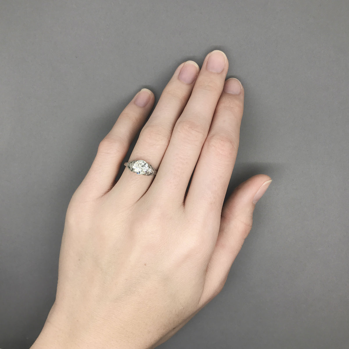 Edwardian 1.43 Carat Old European Cut Diamond Engagement Ring